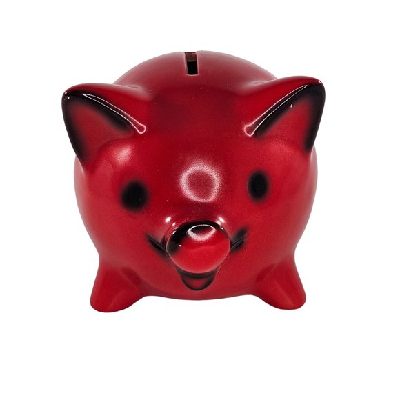 Vintage Goebel Piggy Bank Red West Germany *Missing Key* - Picture 5 of 10